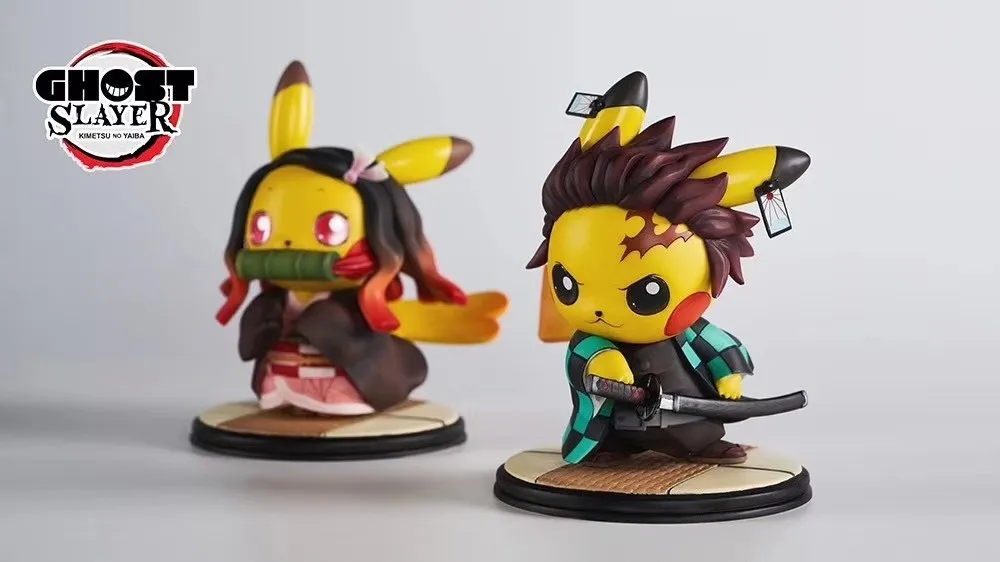 1c473730f597e04c 【Pre order】GHOST Pikachu Cos Demon Slayer: Kimetsu no Yaiba Kamado Nezuko Tanjirou Resin Statue Deposit - Image 1