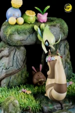 【Pre order】Moon Shadow Studio Pokemon Mysterious forest Celebi Hoppip Sentret Family Resin Statue Deposit - Image 5