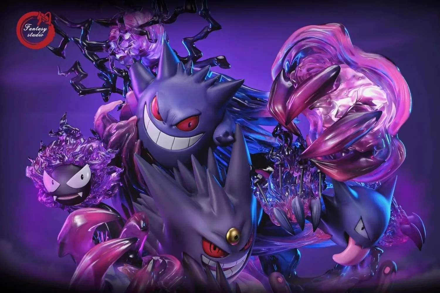 783d6eb1e580c1fc 【In Stock】Fantasy studio Pokemon Gengar Family Resin Statue - Image 1