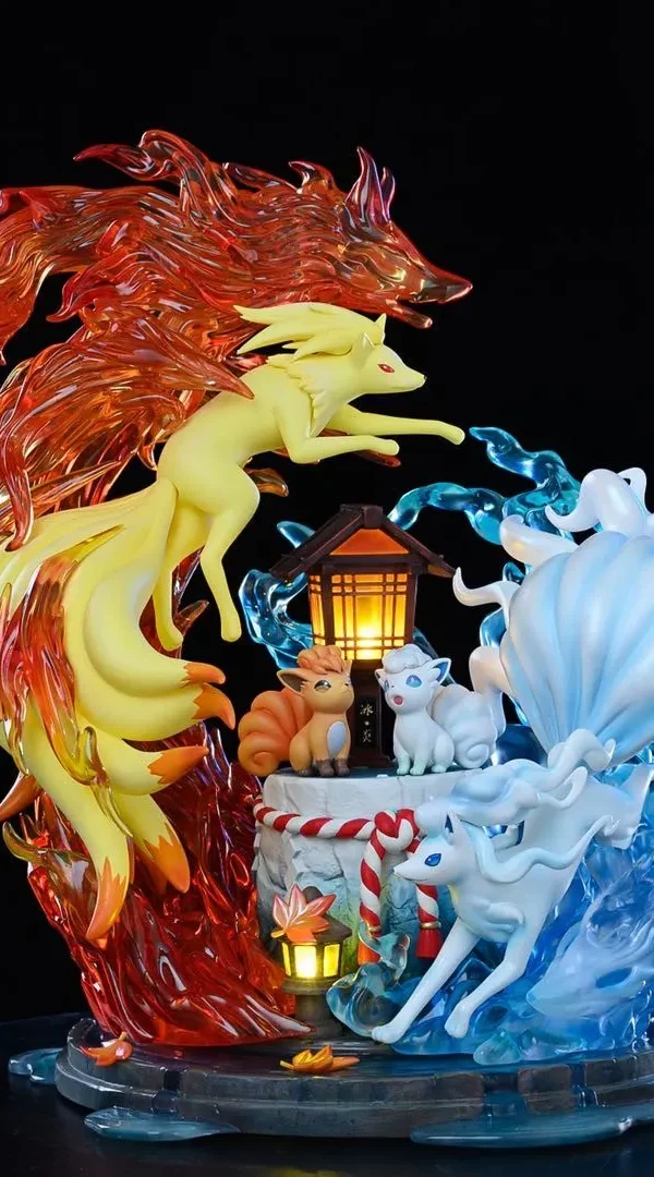 【In Stock】DS Studio Pokemon Fire and Ice Ninetales Family ​Resin Statue