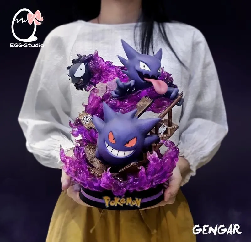 f177e0f2ea54559d 【In Stock】EGG-Studio Pokemon Gastly Haunter Gengar Family ゴース Resin Statue - Image 1