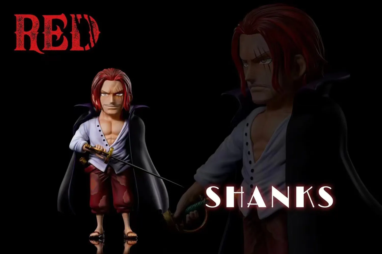 109c8d8af8cb56af (1) 【Pre order】A+ Studio One Piece Red hair Shanks&Rockstar resin statue - Image 1