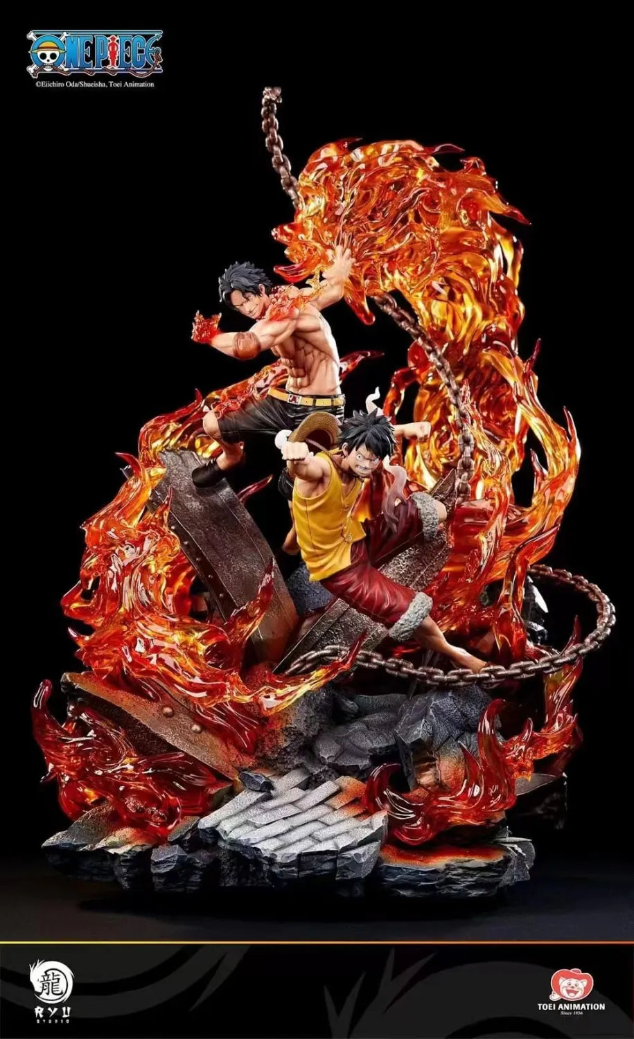 1db9382bad5e6e27 【In Stock】RYU Studio ONE PIECE Battle of Marineford Ace&Luffy 1/6 copyright Resin Statue - Image 1