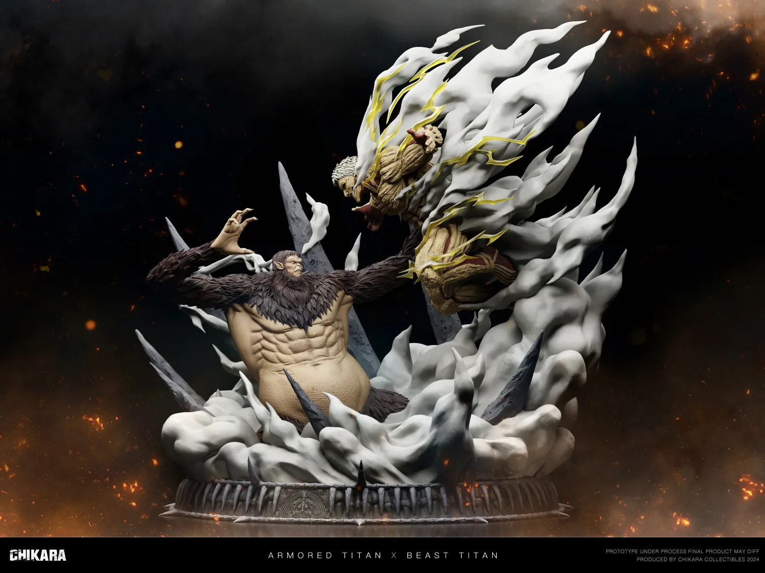 54e2fca837765f31 (1) 【Pre order】Chikara Studio - Attack on Titan Armored Titan VS Beast Titan with LED - Image 1