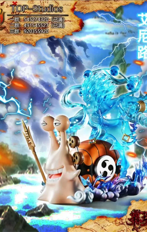 【In Stock】TOP Studio One Piece Enel&Zephyr Den Den Mushi Resin Statue
