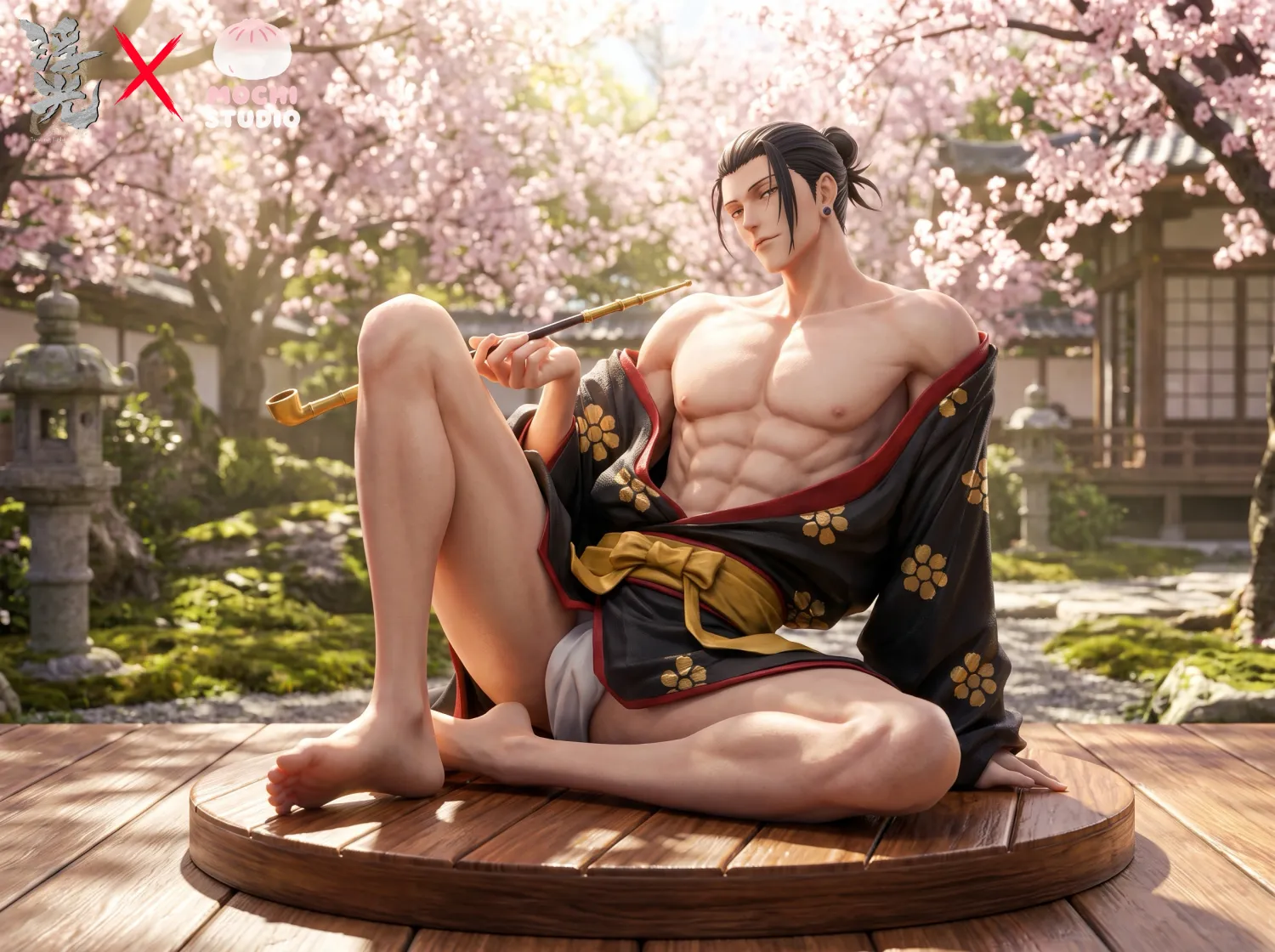 6a714a1148c5f3eb 【Pre order】Floating Light × Mochi Studio Jujutsu Kaisen Geto Suguru Cherry Blossom Yukata Ver. - Image 1