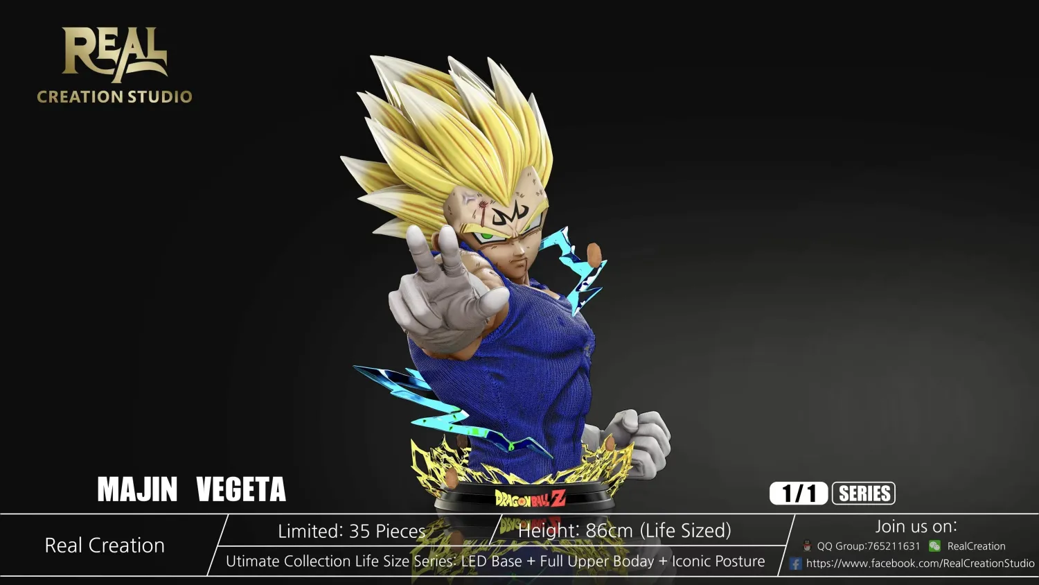 a0bde293adee75c2 【In Stock】REAL Studio 1:1 Majin Vegeta bust With LED - Image 1