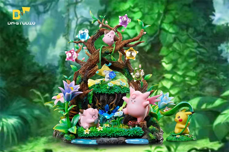 cc2da5e14ca96ca1 【Pre order】DM-STUDIO Pokemon ecological series Clefairy&Jirachi Resin Statue - Image 1