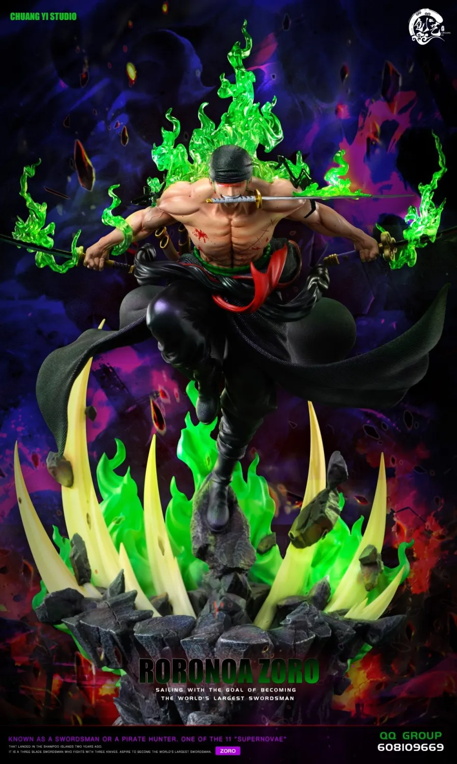e0f898536d96fa62 【Pre order】CreateArk Studio 1/6 One Piece Purgatory Demon Slash Zoro - Image 1