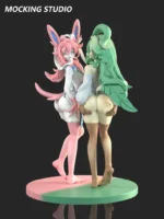 Zhu Yi Wan Jia Studio – Furry Sylveon x Leafeon Pokémon Themed Resin Collectible - Image 14