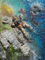 Damaged Gundam × Coastal Seascape 3D Miniature Wall Art - Image 4