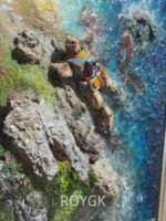 Damaged Gundam × Coastal Seascape 3D Miniature Wall Art - Image 5