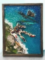 Wing Gundam, coastal reef seascape, miniature diorama 3D ornament, wooden photo frame