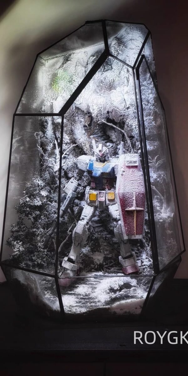 Gundam RX-78-2 Originator Snow Battle Scene Figurine with Acrylic Display Case