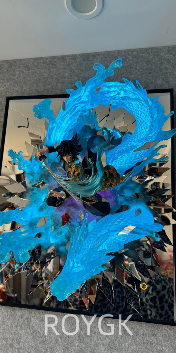 Demon Slayer-Tomioka Giyuu Water Dragon Shattered Mirror Statue, 3D Floating Photo Frame Figure