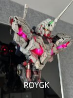 RX-0 Unicorn Gundam Bust, Battle-Damaged Weathering, Multi-LED Light-Up Transformable Half-Body Statue
